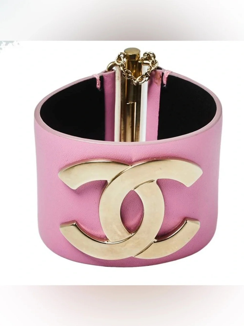 Chanel cc wide calfskin cuff M pink